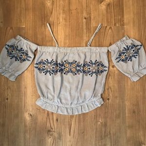 AE Floral Embroidered Peasant Top